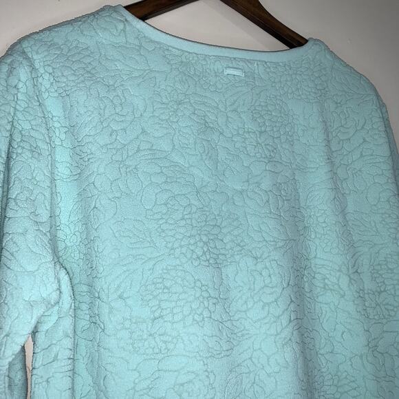 Oscar De La Renta Women’s Green Embossed Floral Scoop Long Sleeve Sweater Size L - Picture 5 of 10